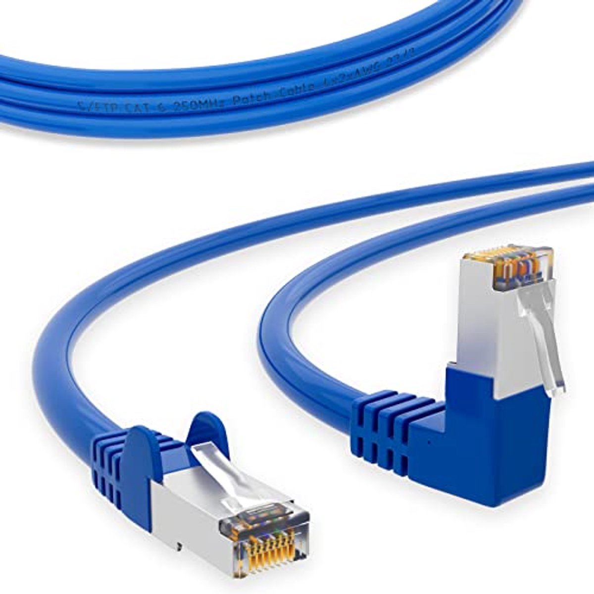 Image of 90° Hoek RJ45 Netwerkkabel - 0,5 m Cat 6 S/FTP - Professionele Ethernet Kabel