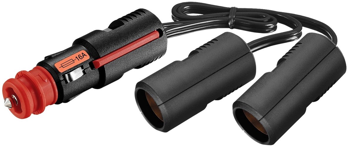 ProCar sigarettenaanstekerplug splitter met 2 12-24V poorten / zwart - 0,25 meter