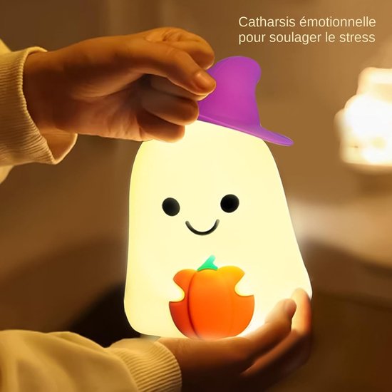 Universele Pat Nachtlamp - Warm Licht - Siliconen Spook Nachtlamp, Lichtgewicht Nachtlamp, Draagbare Tafel voor Nachtkastje, Slaapkamer, Slaapzaal van Merkloos — afbeelding 3