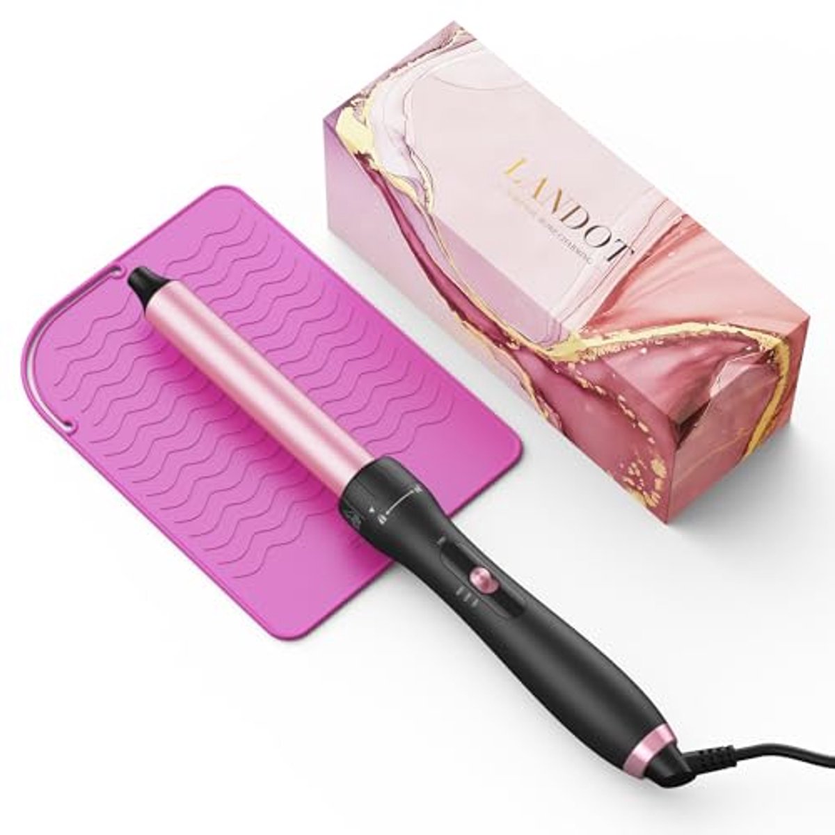 Curling Iron 25mm - Anti-Static Ceramic Hair Curler with Heat Glove and Silicone Mat