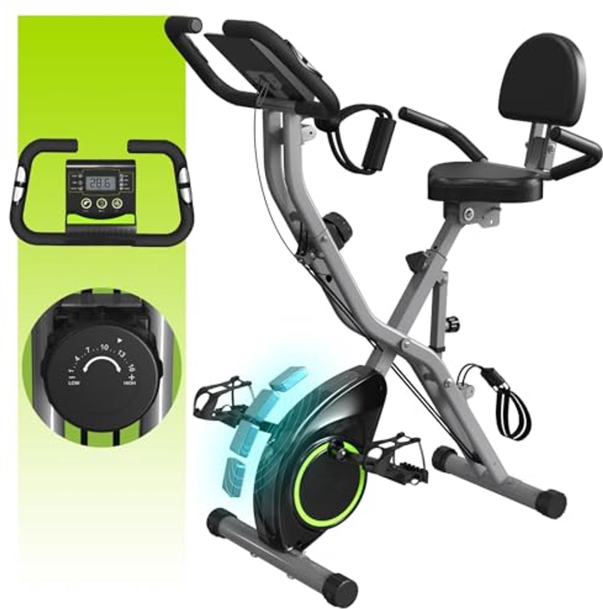 Indoor hometrainer voor senioren met 5-in-1 functies en 16 niveaus weerstand