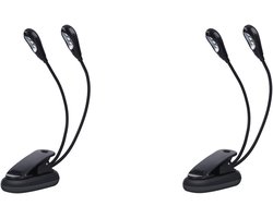 Allecto plus - Draagbare Muziekstandaard met Dubbele Verstelbare Armen en LED-lamp voor Boeklezing, Thuis, Kantoor en School