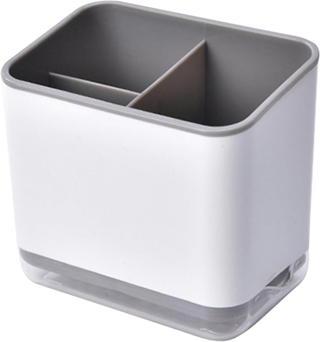 QTTVBTNA -Kitchen Utensil Holder, Utensil Holder, Multi-Function Cutlery Rack with 3 Compartments for Draining Cutlery (Grey)