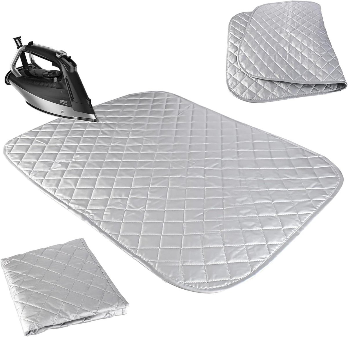 Allecto Plus - Strijkmat 55x60 cm katoenen strijkdeken opvouwbaar hittebestendig draagbaar reis strijkplankonderlegger