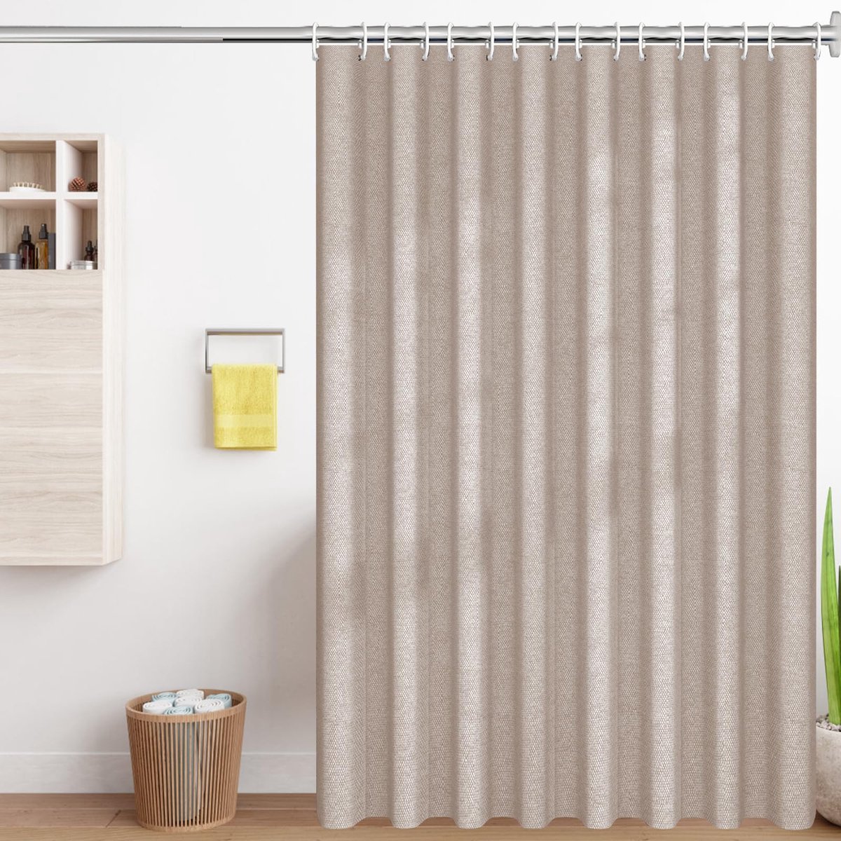 Azomor® Waterbestendige Douchegordijn van Dik Linnen met Moderne Uitstraling en Haken