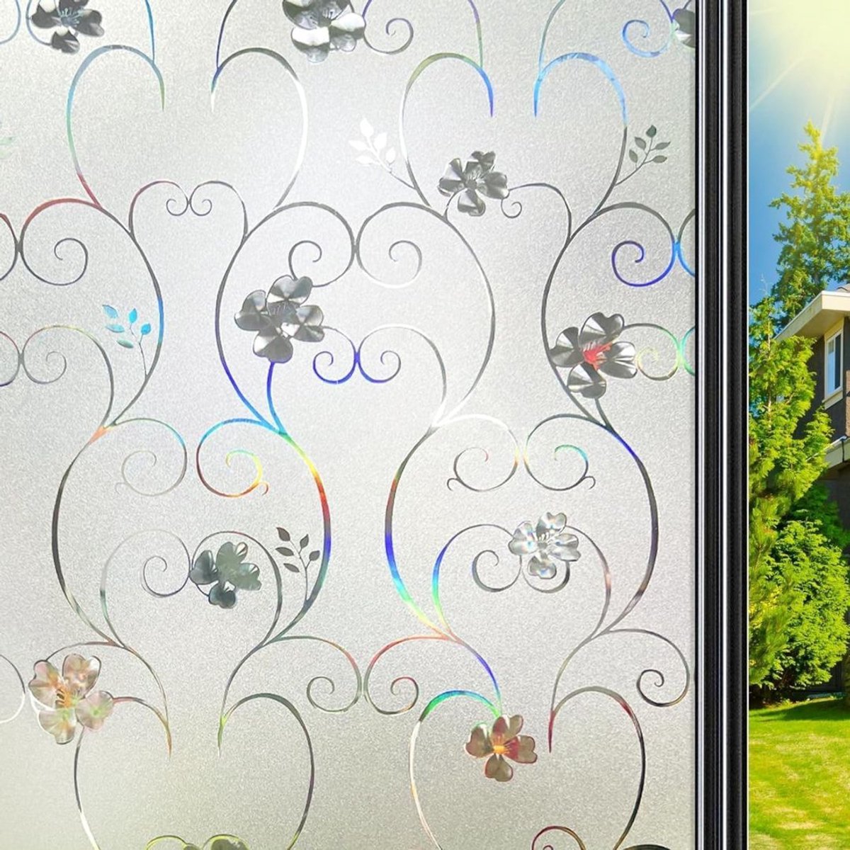 Raamfolie Glas in Lood - Zelfklevend - Antieke Look - Wit