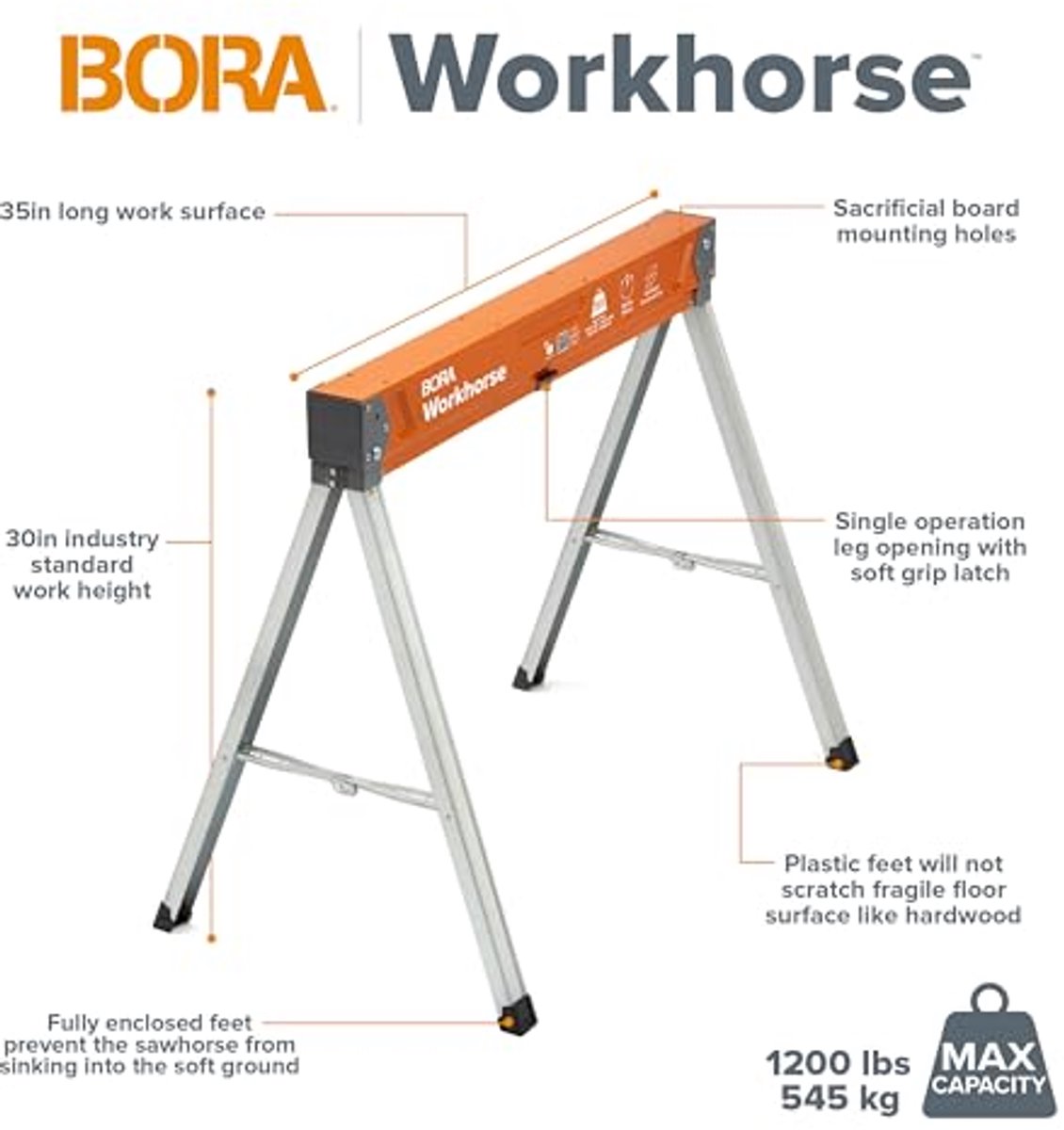 Set van 2 Opvouwbare Zware Zaagbok met Verstelbare Poten - Draagbare Werkbank met Flesopener