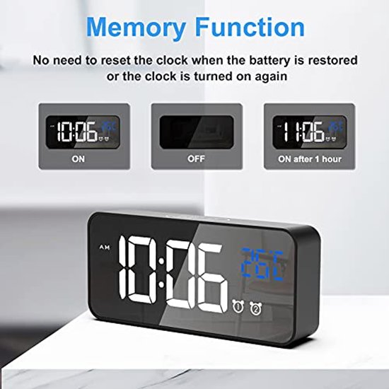 A'kin Digitale Wekker Houten LED Wekker Netvoeding Aangedreven Met 3 Alarmen Temperatuur En Vochtigheid Display Batterij En Usb Aangedreven Nachtkastje Digitale Wekker Voor Slaapkamer Kantoor