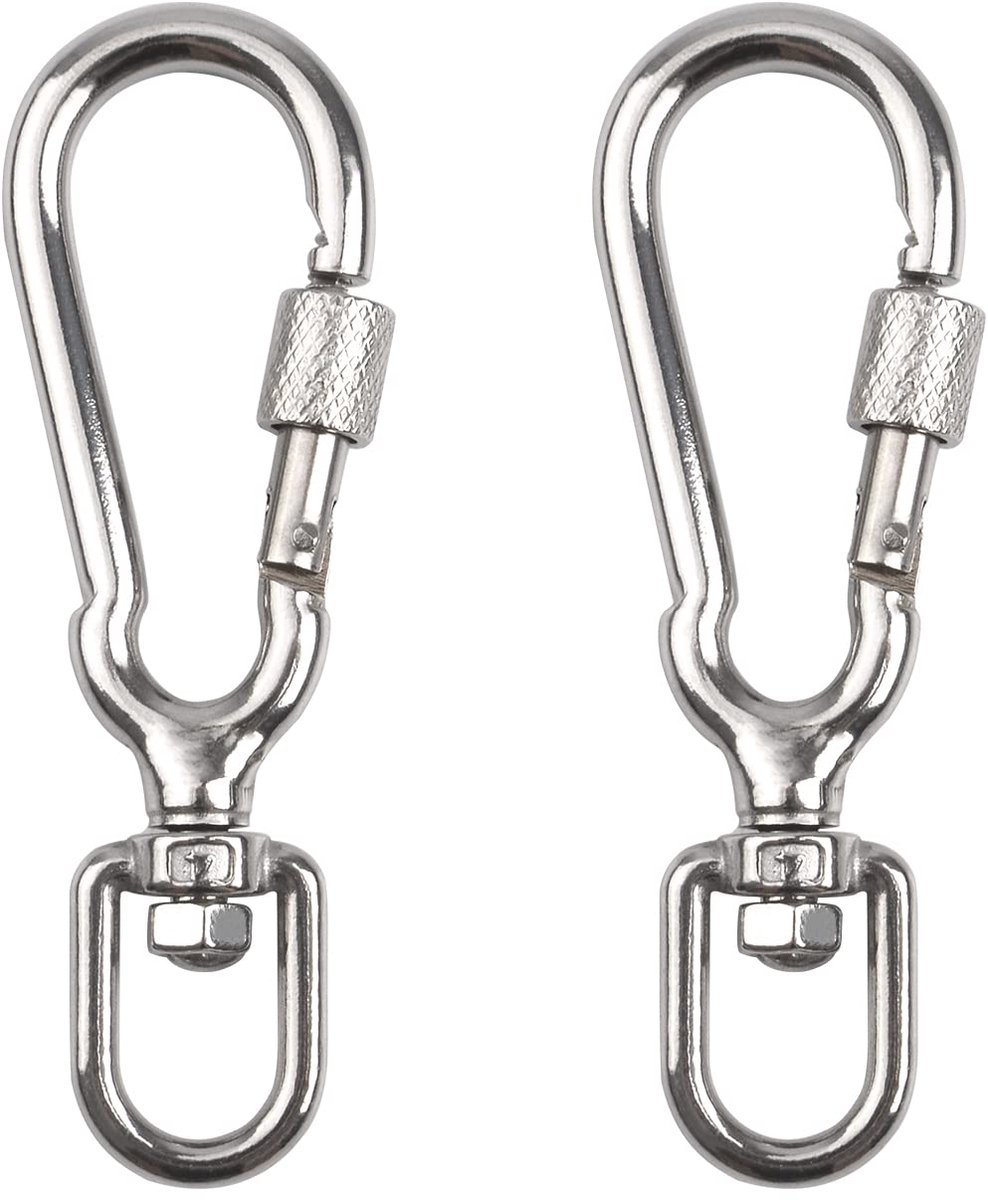 Swivel Clip, 2 Pcs Stainless Steel Strap Swivel Snap Hooks Locking Dog Leash Buckle Quick Release Anti-Rust Carabiner Clips for Dog Hiking Camping Backpack (Silver)