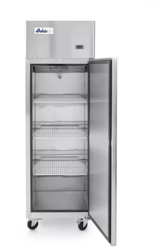 HENDI vrieskast - rvs - enkele deur, 410 liter, geforceerde luchtkoeling en automatische ontdooiing - 60x74x195 cm - zilvergrijs - voor horeca en professionele keukens