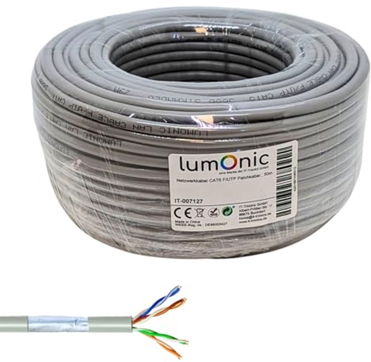 50m Netwerkkabel CAT 6 F/UTP - Gigabit Ethernet Kabel voor Binnengebruik