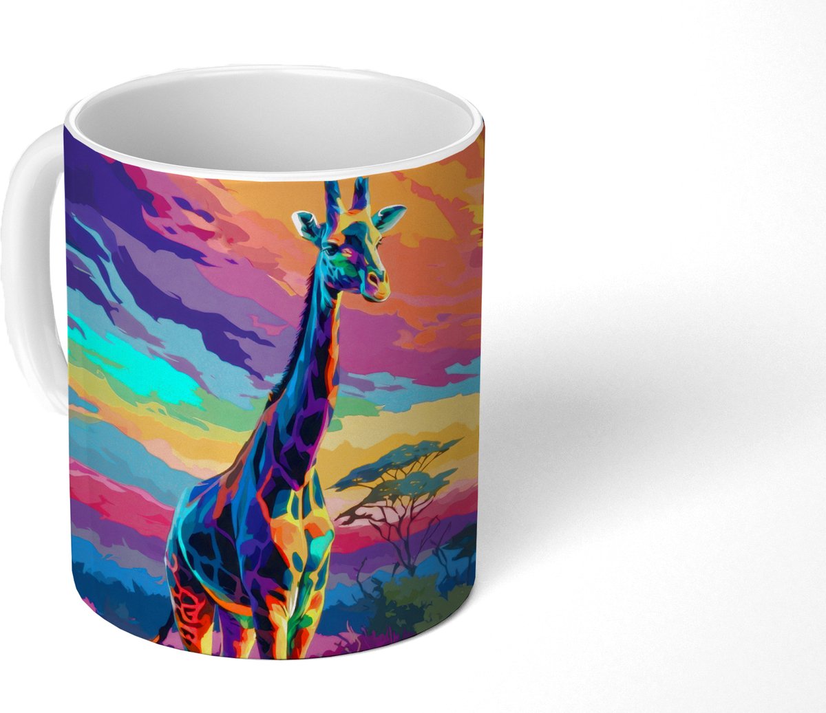 Mok - Koffiemok - Giraffe - Savanna - Lucht - Gekleurd - Mokken - 350 ML - Beker - Koffiemokken - Theemok