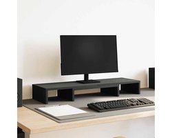 vidaXL - Monitorstandaard - Verhoger - Verstelbaar - Zwart - Eiken - 80x24x10,5 - cm