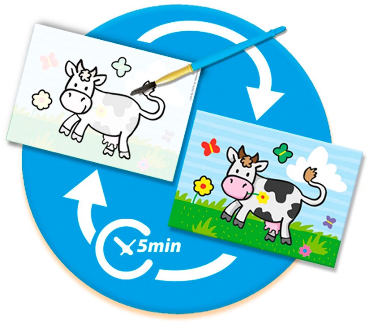 SES Creative- My First - Kleuren met Water - Boerderij dieren – verven - Zonder Geknoei - inclusief 4 kleurplaten en kwast - steeds opnieuw te gebruiken – 1 tot 4 jaar — afbeelding 6