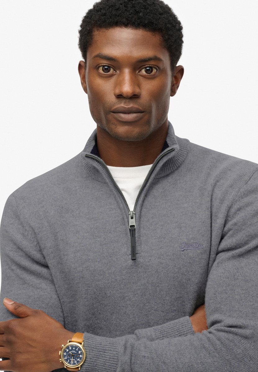 Superdry Wool Blend Half Zip Sweater Heren Grijs