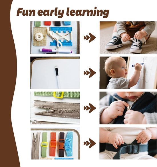 DIY Vilt Leerbord - Educatief Speelgoed voor Kinderen vanaf 3 Jaar - Vroeg Leermiddel voor Kleuters - Interactief Druk Boek - Zintuiglijk Zacht Activiteitenboek - Thema Oude Dinosaurussen — afbeelding 5