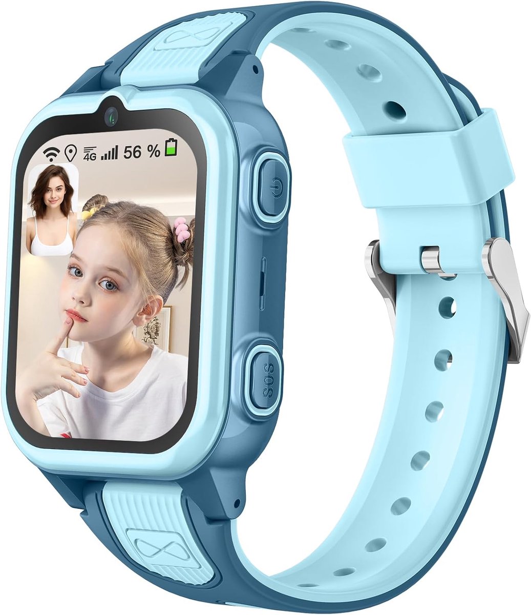 Smartwatch voor Kinderen met 4G, GPS, Waterdicht, en Ouderlijk Toezicht