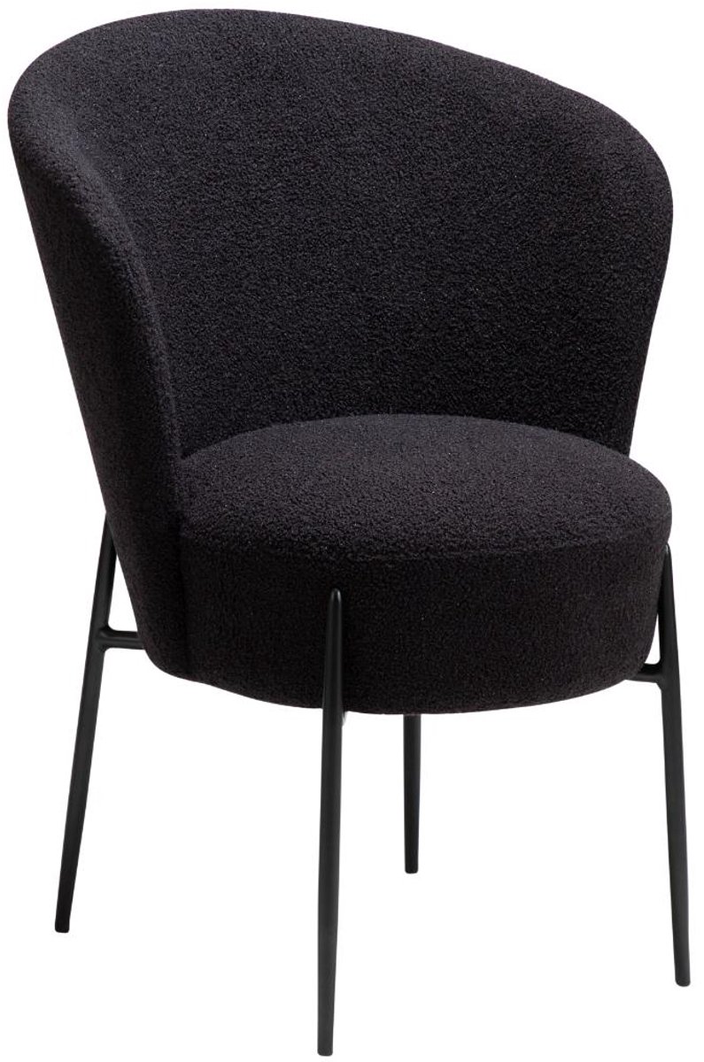 Orbit Dan-Form eetkamerstoel bouclé zwart.