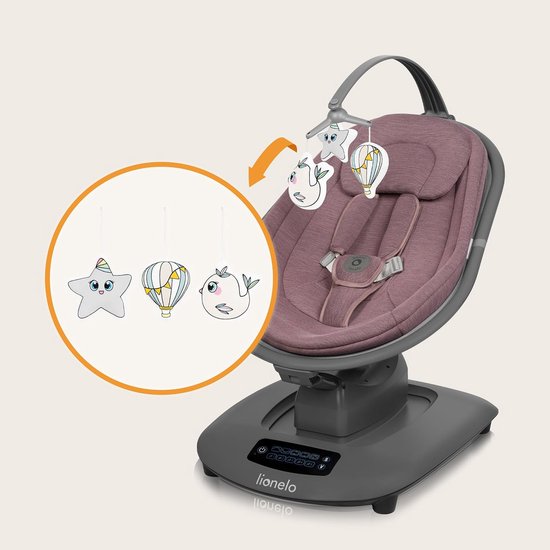 Elektrische Wipstoel voor Baby's tot 9 kg - Multidirectioneel Schommelen - Bluetooth Speaker - Bamboe Bekleding - Afstandsbediening - Verstelbare Rugleuning - 5 Schommelstanden van Merkloos — afbeelding 4