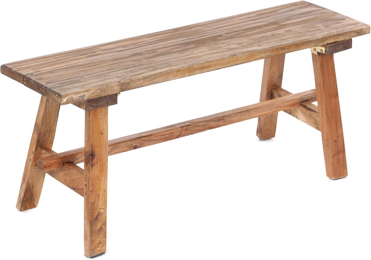 Rustieke Inklapbare Houten Bank 90x39x26 cm - Natuur Vintage Design