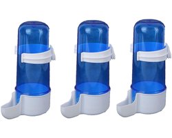 Vitdipy - Vogelkooi drinkbak - 3 stuks - Hangende drinkfles - 240 ml - Vogelvoerbak - Automatische drinkwaterbak voor vogels - Geschikt voor het voeren van spreeuwen, valkparkieten - Blauw en wit