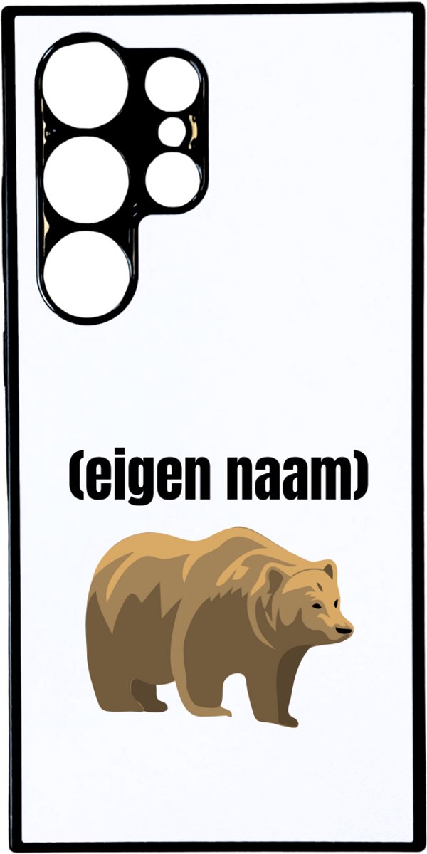 Hacebo® - grote beer met eigen naam telefoonhoesje - Beer - beren liefhebbers - telefoonhoesjes - iemand die houdt van beren - verjaardag - cadeau - kado - hoesje geschikt voor Samsung Galaxy S24 Ultra