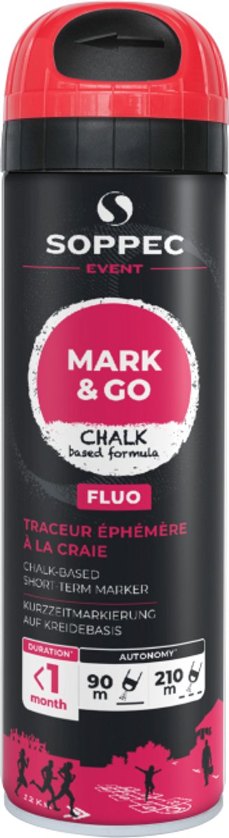 SOPPEC Mark & Go Tijdelijke Kalk Markeerspray Fluor Rood