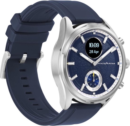 Pininfarina Sport Sintesi smartwatch, hartslagmeting, fitnesstracker, FKM-band, slaapmeting, GPS-tracker, batterijduur van 30 dagen, compatibel met Android en Apple