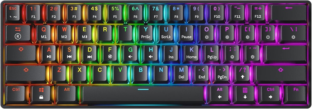 Compact mechanisch gaming toetsenbord - 61 toetsen RGB verlichting voor PC/Mac