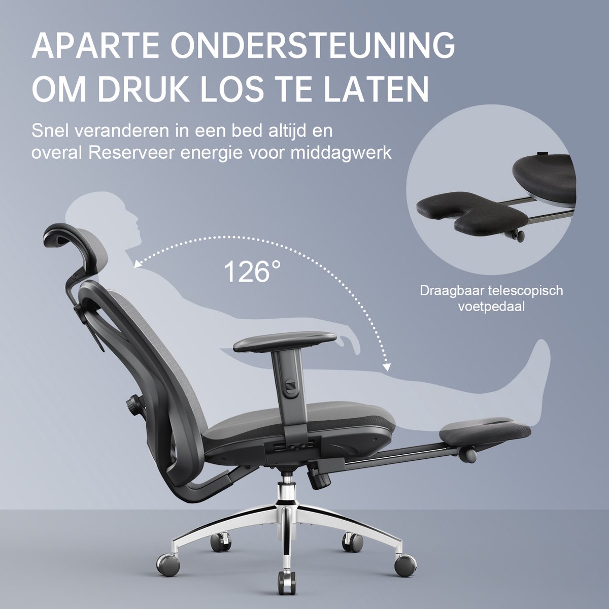 SIHOO M18 Ergonomische Bureaustoel met Voetsteun - afbeelding 2