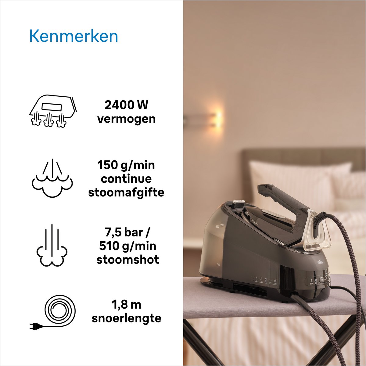 Braun CareStyle 5 IS5249BK - Stoomgenerator - Lichtgewicht Strijkijzer - Groot Waterreservoir - Zwart — afbeelding 3