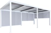 Pergola en aluminium MCW-L41 avec 3 parois latérales, pavillon à lattes, structure métallique robuste de 8 cm 3x6 m ~ blanc