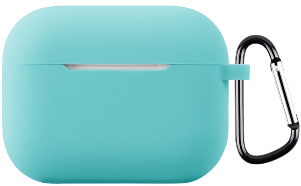 Coverup Hoesje - Geschikt voor AirPods Pro 3 Hoesje - Coverup Siliconen AirPods Case met Sleutelhanger - Mintblauw