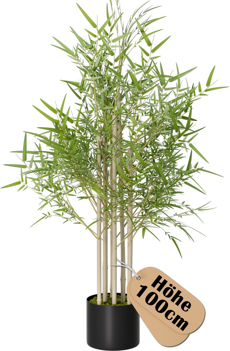 LZQ 100cm Kunstbamboe Kunstbamboeplant Kunstplanten Groot Voor Binnen- En Buitenruimte Kunstplanten Net Zo Echt Met Pot Kunstboom Decoratie Voor Slaapkamer Balkonplanten Groen