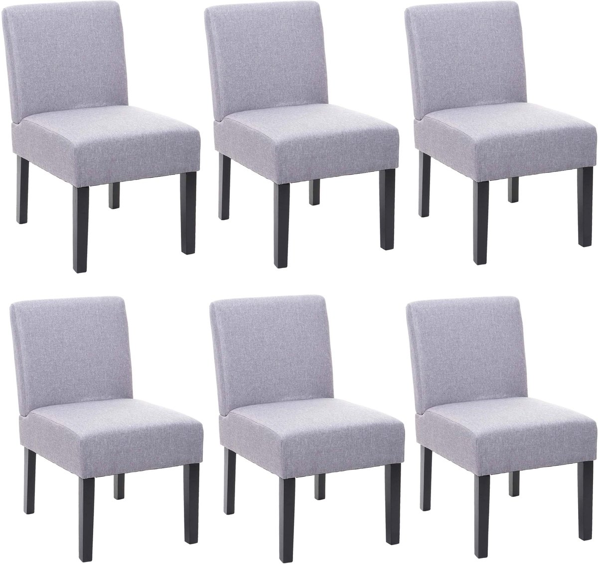 MCW Set van 6 eetkamerstoel MCW-F61, stoel loungestoel, stof/textiel ~ grijs