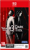 Cover van "Yakuza 3 & Dark Ties" voor Nintendo Switch. Twee mannen, één in wit, één in zwart pak.
