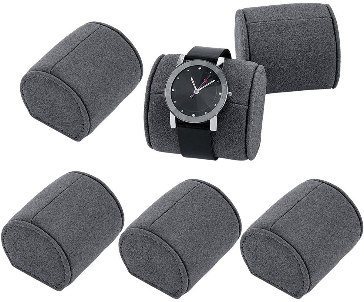 6 stuks horlogekussens, 5,3 x 5,8 x 4,8 cm horlogekussen grijs flanel doek armband kussens kussen opbergkussen voor band sieraden display stand organisator, omtrek 6,7 inch