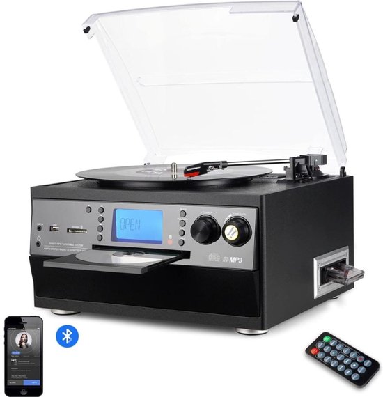 MKSS® Platenspeler met Cd Speler - Platenspeler - Cd Speler - Met Bluetooth - 3 Snelheden