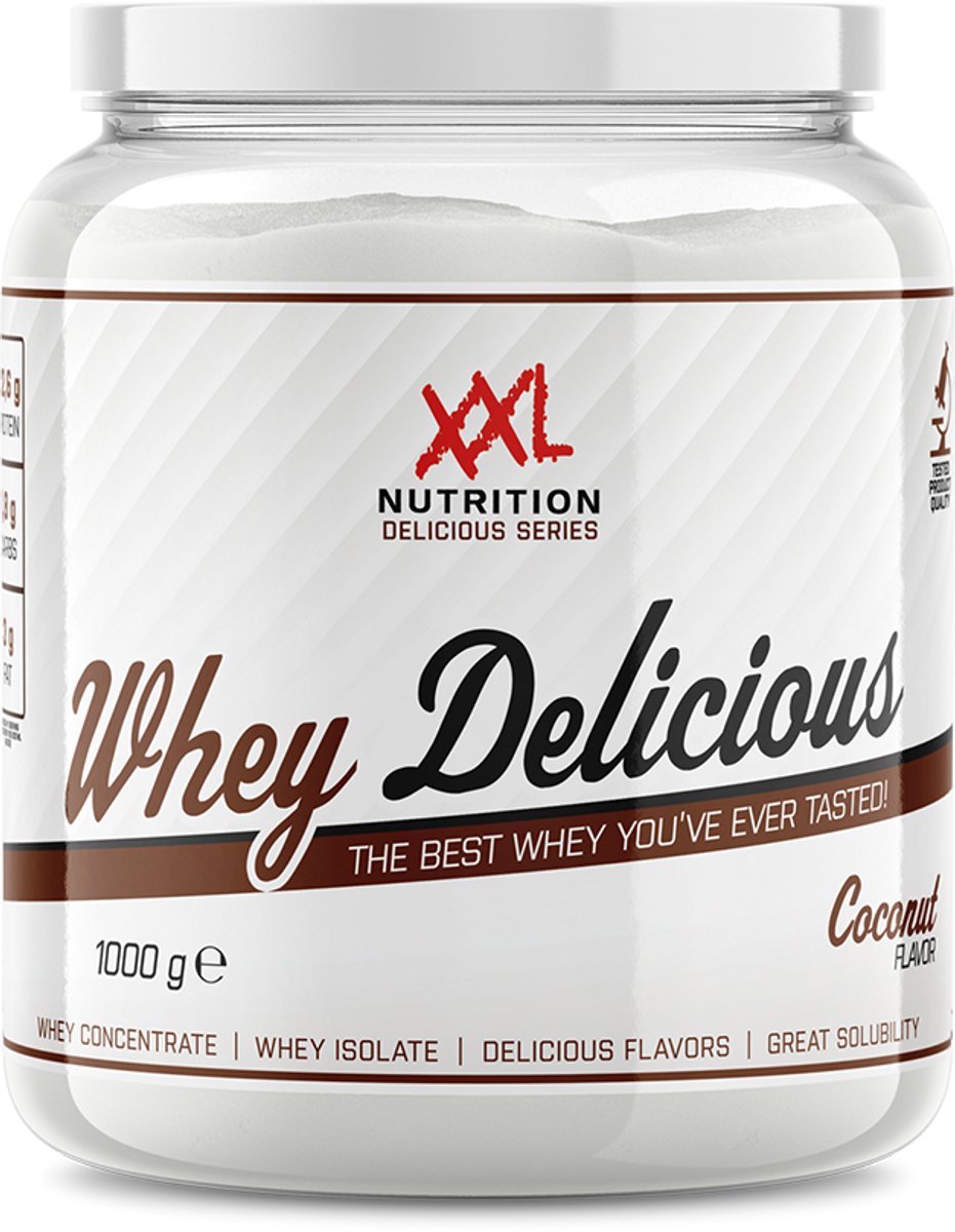Bol.com XXL Nutrition - Whey Delicious - 80% Eiwit - Coconut / Kokos - Wei Eiwitpoeder met BCAA & Glutamine, Proteine Poeder, Ei... aanbieding