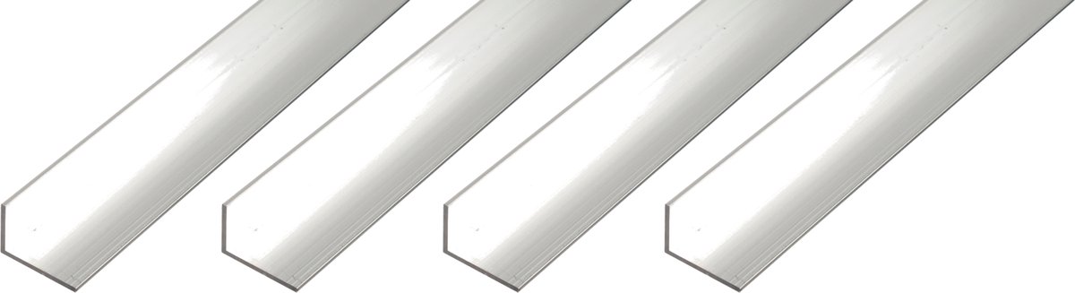 Alberts 4 x BA-Profil, hoekprofiel, aluminium, naturel, 10 x 15 x 1,5 mm, lengte 1 m