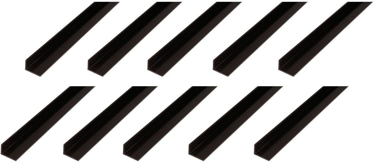 Alberts 10 x hoekprofiel, PVC, zwart, 30 x 20 x 3 mm, lengte 1 m