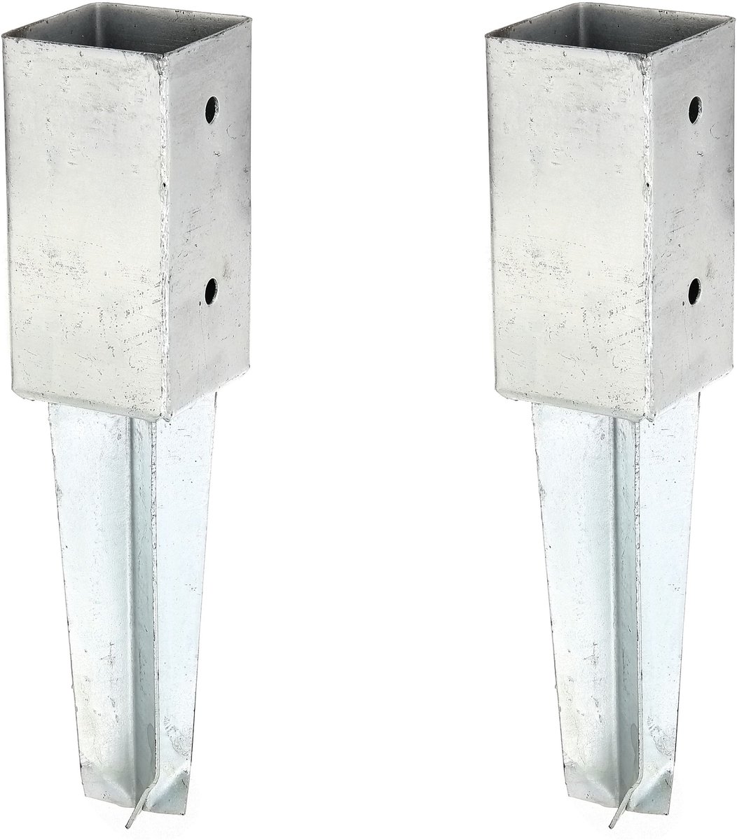 Alberts 2 x Bodenhülse voor vierkante houten palen, 71x71 mm, thermisch verzinkt, voor inbetonneren, lengte 350 mm