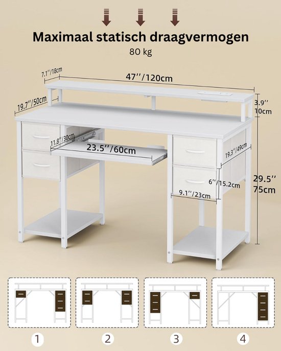 MKSS® Gaming Bureau met LED Verlichting - Computertafel ...