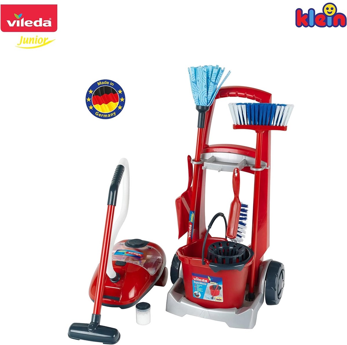 Klein Toys Vileda - speelgoed schoonmaaktrolley - incl. stofzuiger - 29 x 24 cm - rood — afbeelding 12