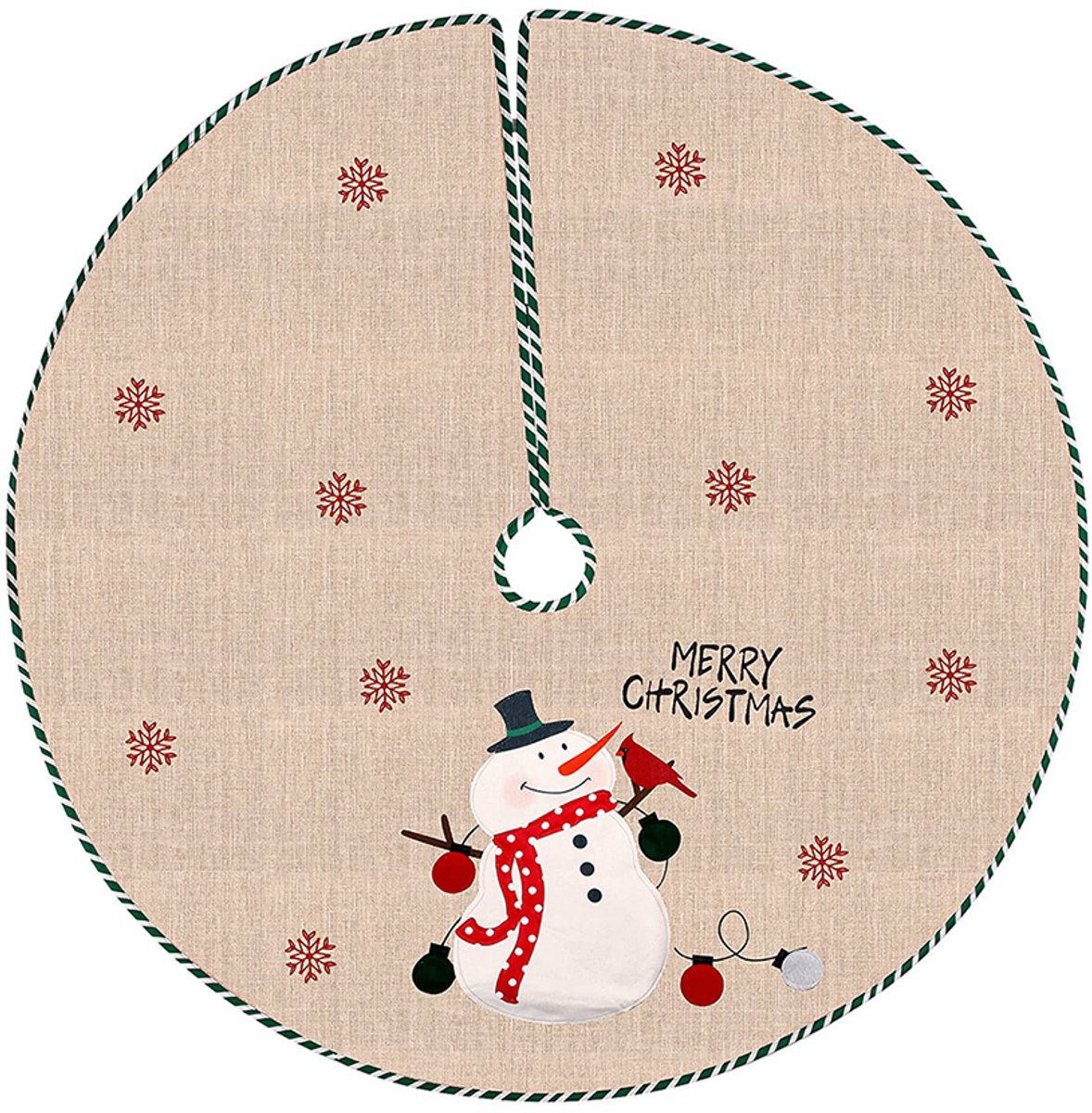 Kerstboomrok-Rond-Retro-108CM-Kerstboomrok-Sneeuwman