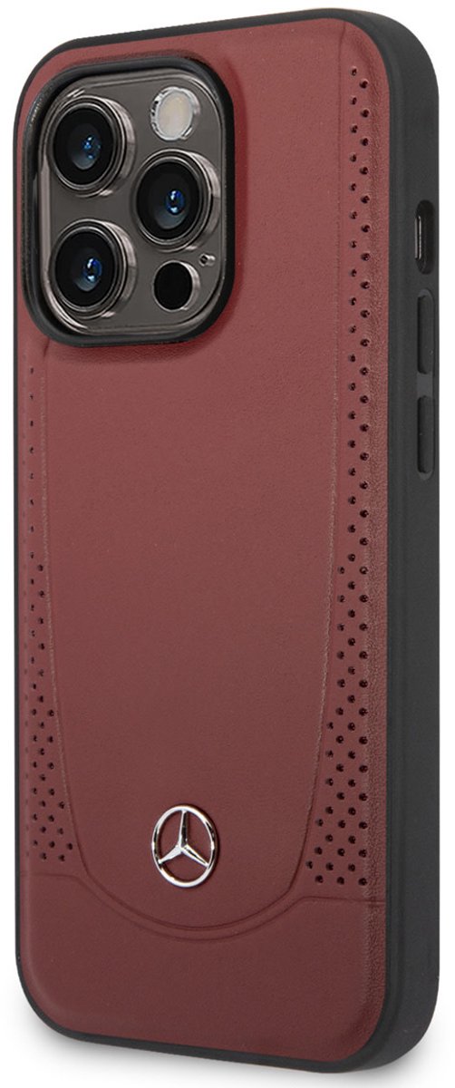 iPhone 14 Pro Backcase hoesje - Mercedes-Benz - Effen Rood - Leer