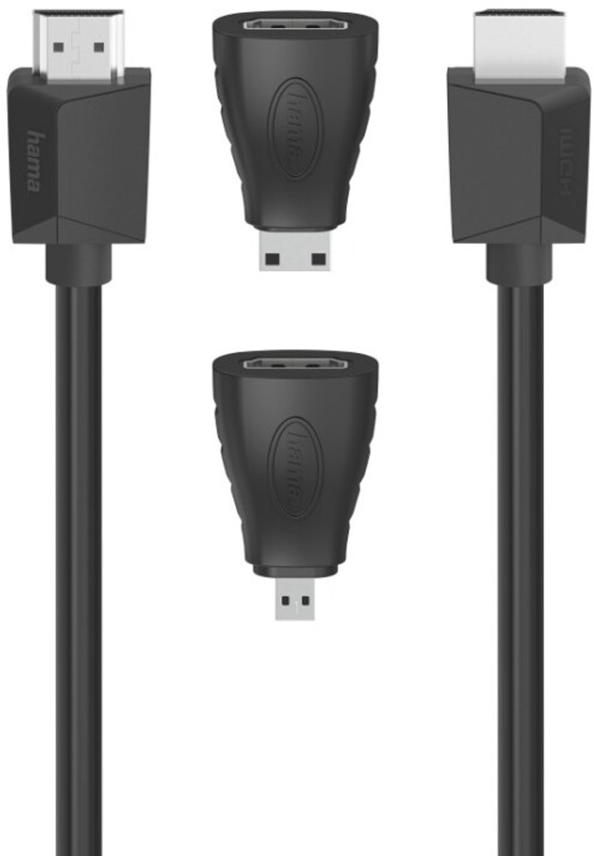 Hama High-speed HDMI™-kabel Ultra-HD 4K Ethernet 1,50 M + 2 HDMI™-adapter