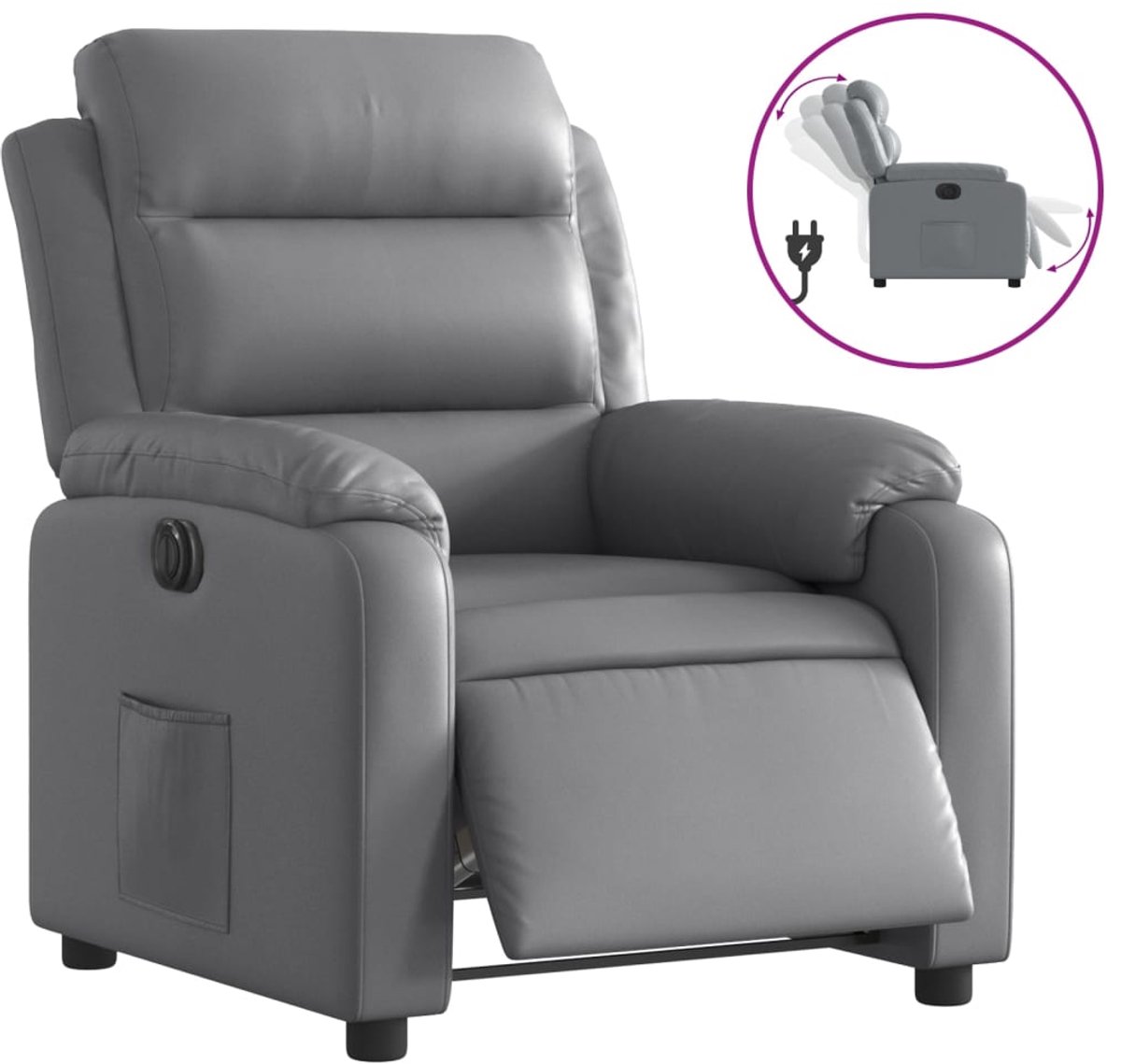 vidaXL Fauteuil - verstelbaar - elektrisch - kunstleer - grijs
