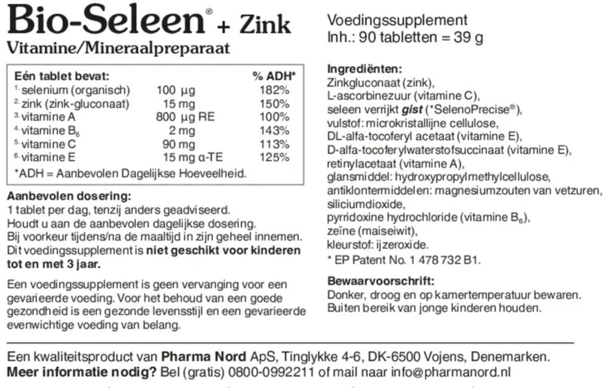 Pharma Nord - Bio Seleen & Zink - 2 x 90 tabletten - Voordeelverpakking