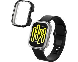 kwmobile 2x kunststof horloge rand bescherming geschikt voor Xiaomi Redmi Watch 5 Lite Beschermhoes - Glitter beschermhoesje transparant / zwart